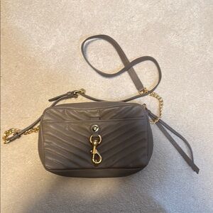 Elegant Gray Leather Crossbody Bag